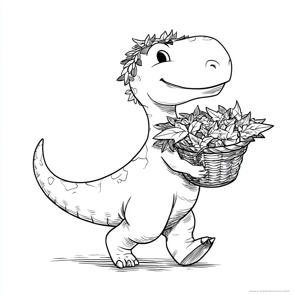 Dino Carrying Leaf Basket