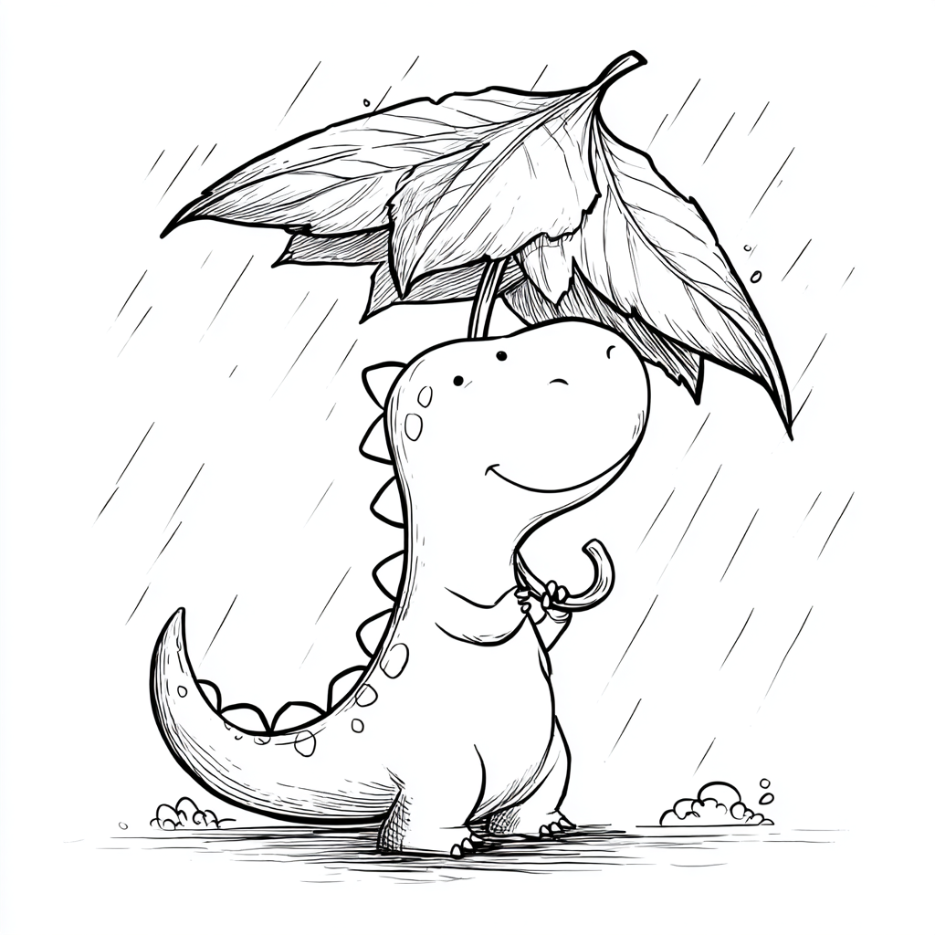 Dino Carrying Leaf Umbrella