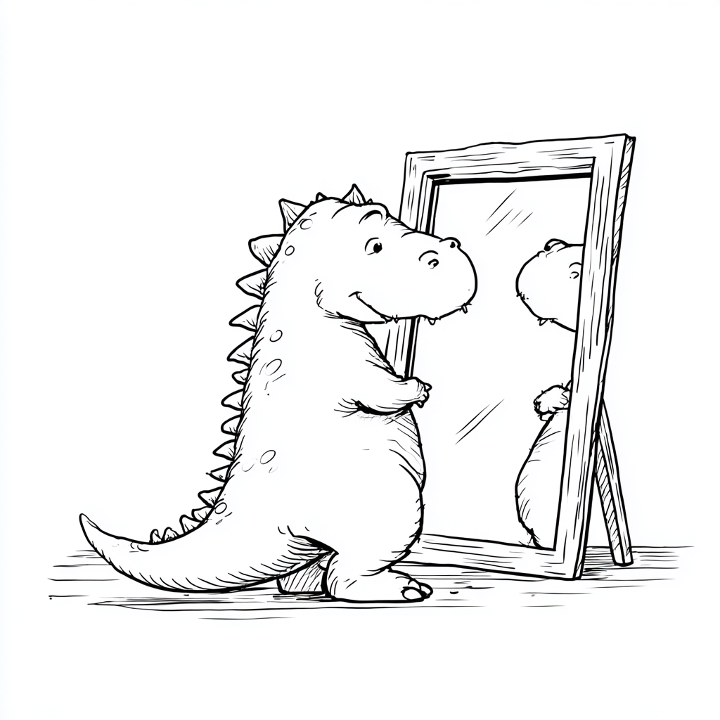Dino Looking in Mirror