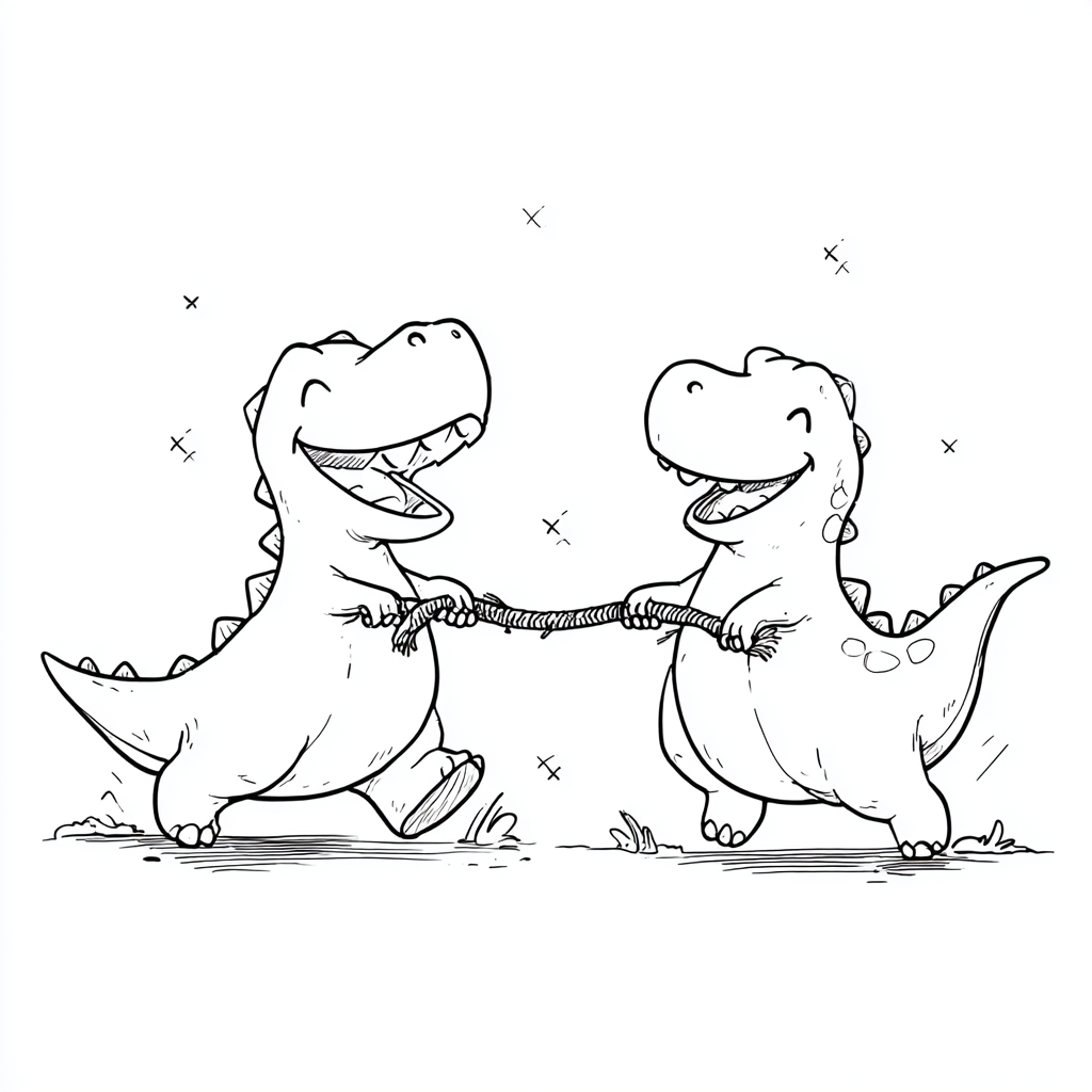 Dino Playing Tug of War