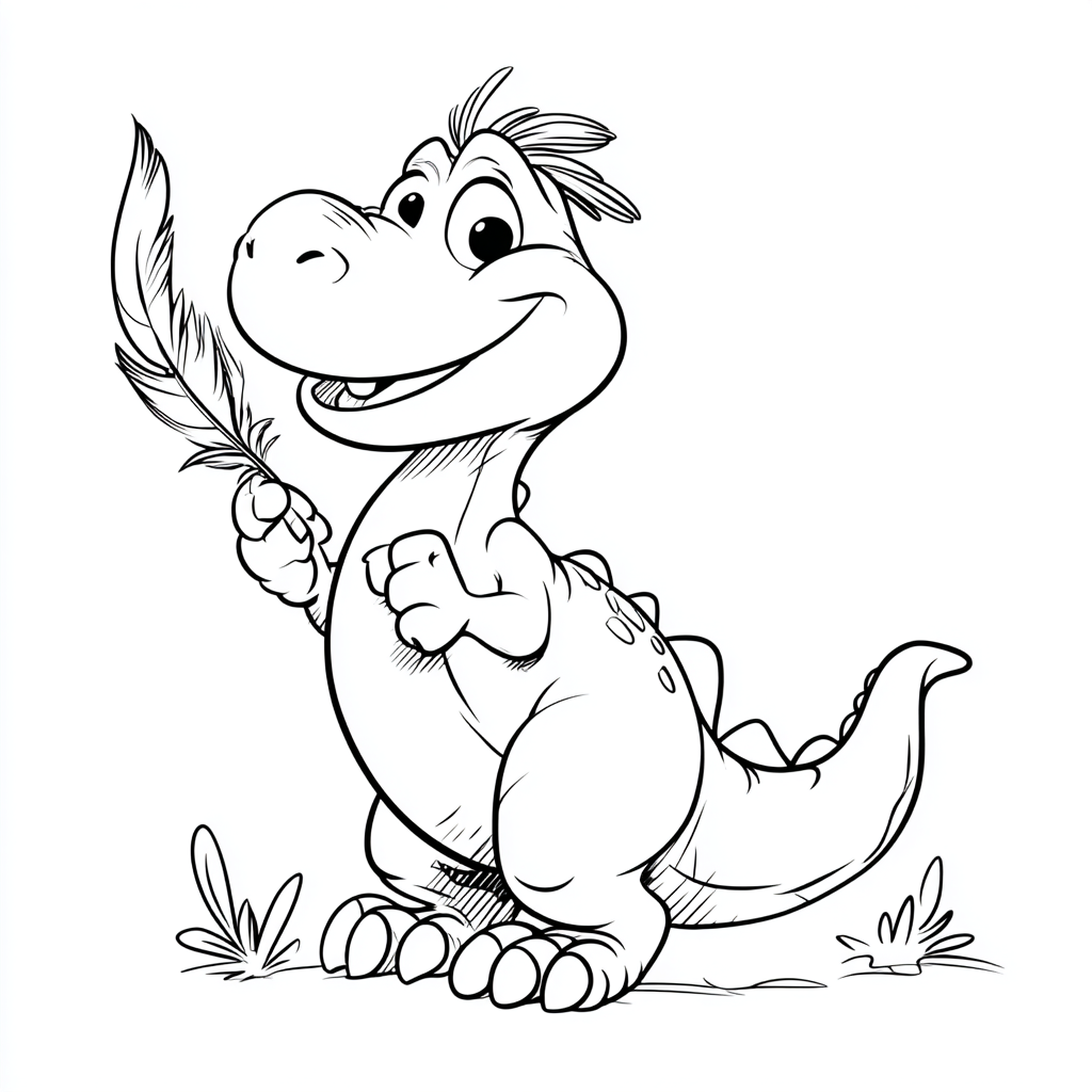 Dino Playing with Feather
