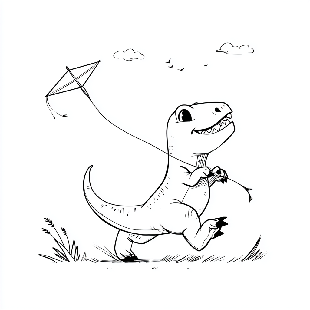 Dino Playing with Kite Tail