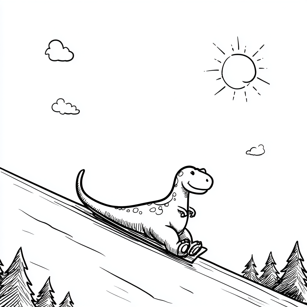 Dino Sliding Down Hill