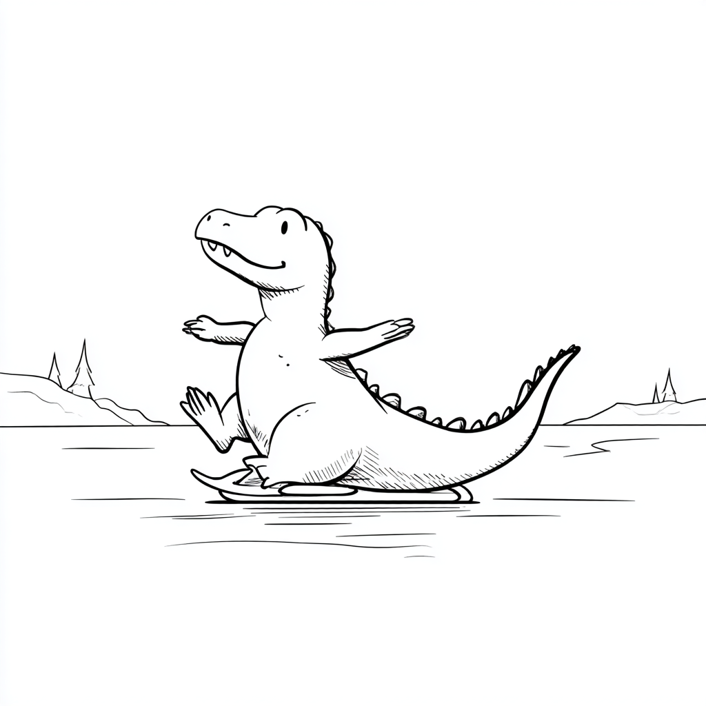 Dino Sliding on Ice