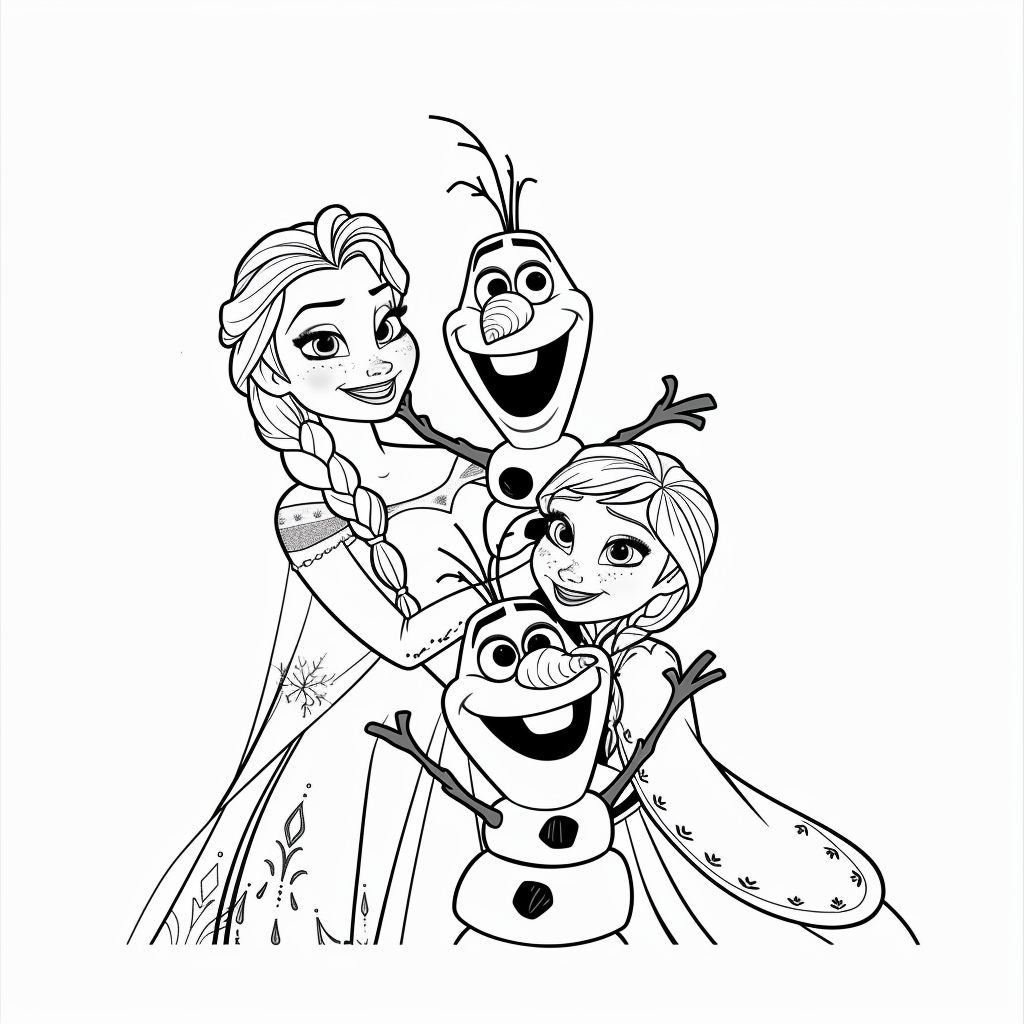Elsa, Anna, and Olaf Group Hug