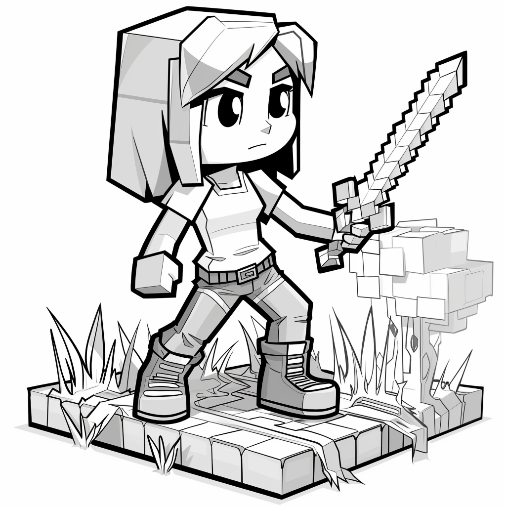 Minecraft Alex Holding a Sword