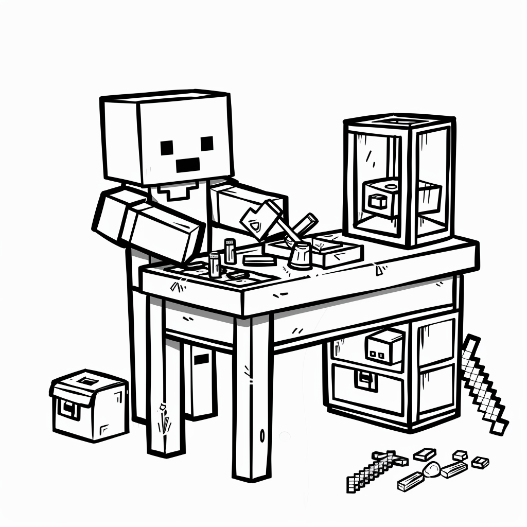 Minecraft Character Crafting at Workbench