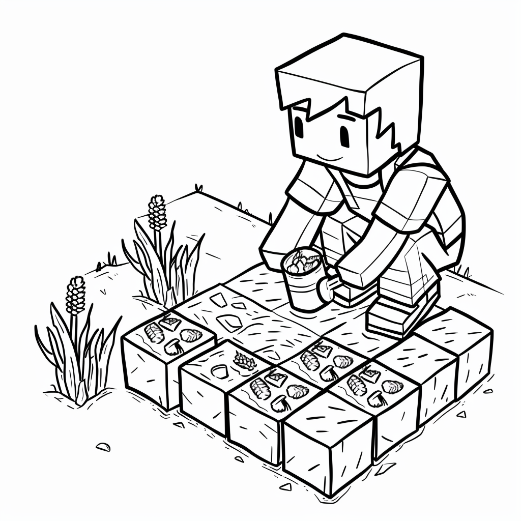 Minecraft Character Farming Crops