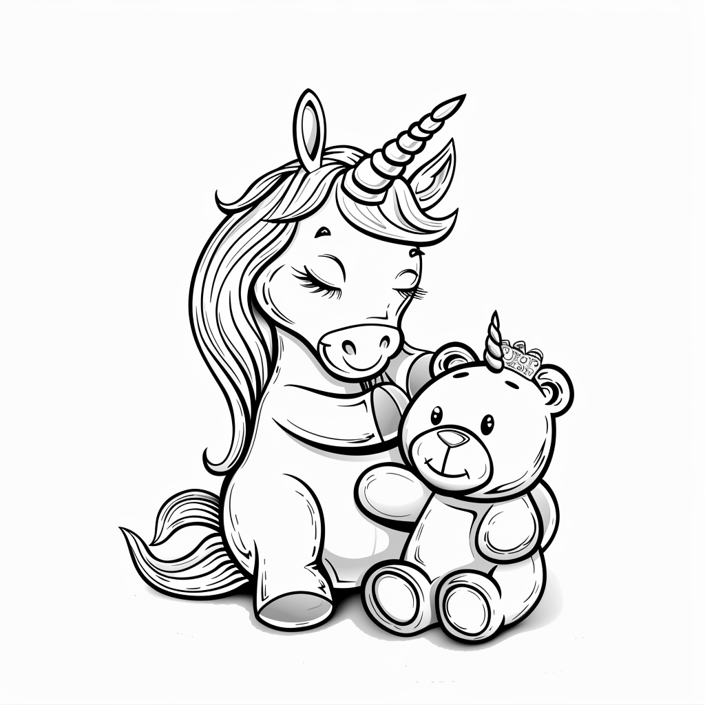 Unicorn Hugging a Teddy Bear