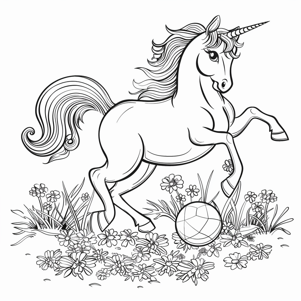 Unicorn Playing with Ball